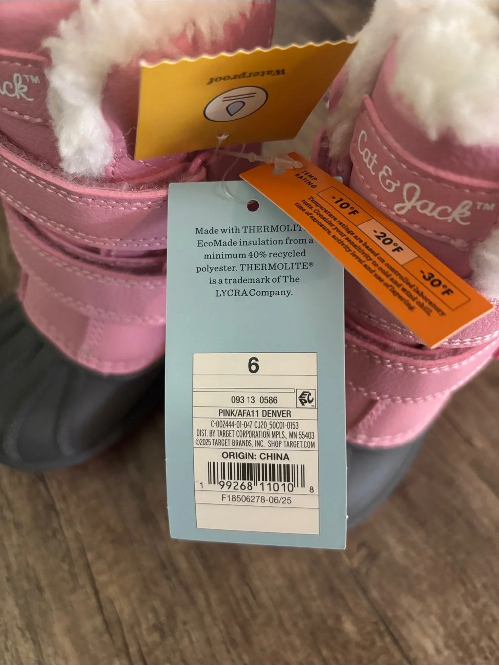 Cat & Jack Pink and Gray Kids Waterproof Snow Boots